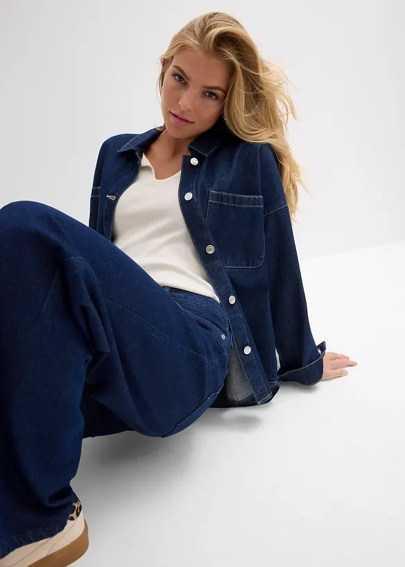 Jeans wide leg lunghi, low strech, vita media, bonprix