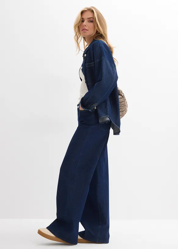 Jeans wide leg lunghi, low strech, vita media, bonprix