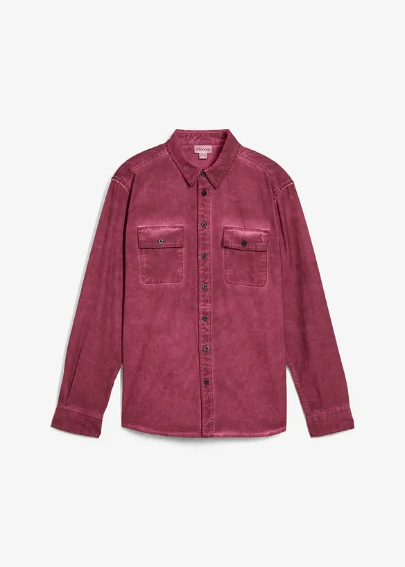 Camicia a maniche lunghe in puro cotone effetto lavato, bonprix