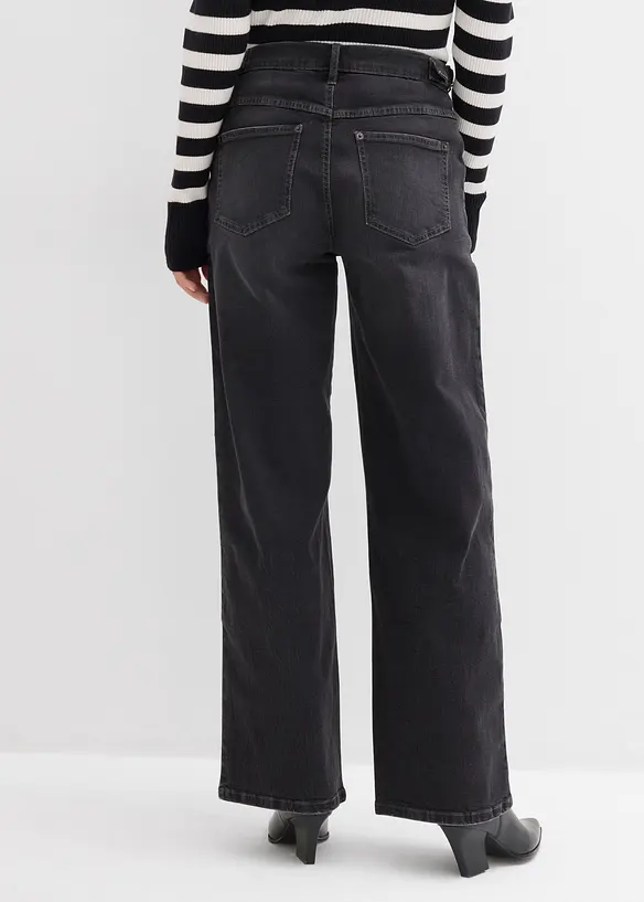 Jeans wide leg, vita media, bonprix