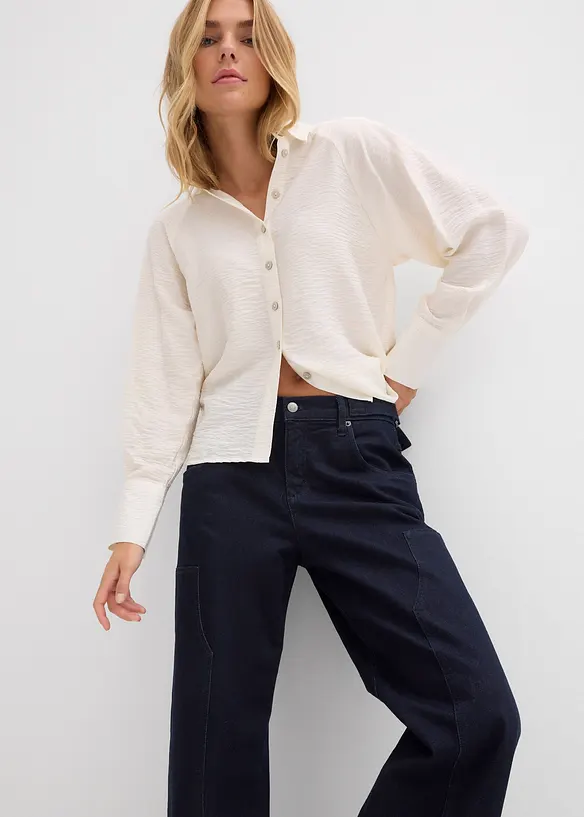 Jeans wide leg, vita media, bonprix
