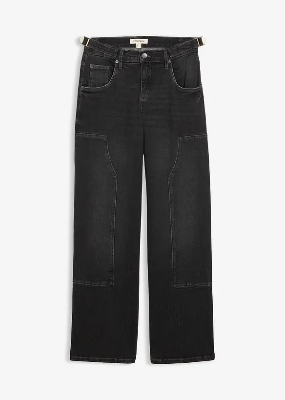 Jeans wide leg, vita media, bonprix