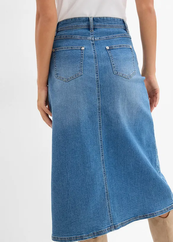 Gonna di jeans elasticizzata a vita alta, bonprix