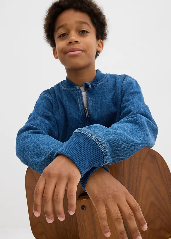 Giacca in jeans di puro cotone stile bomber, bonprix