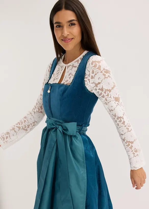 Abito bavarese midi con velluto (set 2 pezzi), bonprix