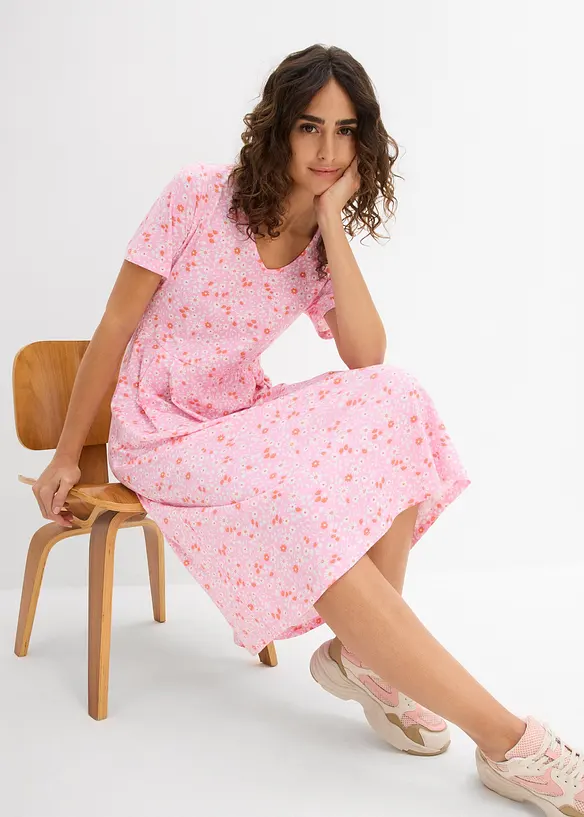 Abito midi in jersey di cotone, bonprix