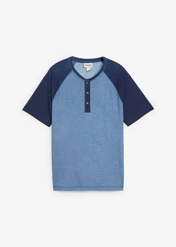 Maglia serafino a maniche corte in puro cotone biologico effetto lavato, bonprix