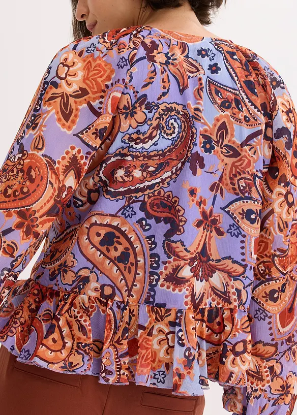 Blusa di chiffon con volant, bonprix