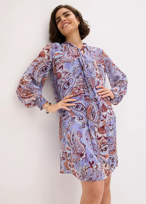 Abito tunica in chiffon con fiocco, bonprix