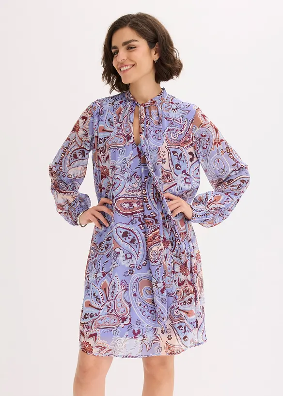 Abito tunica in chiffon con fiocco, bonprix