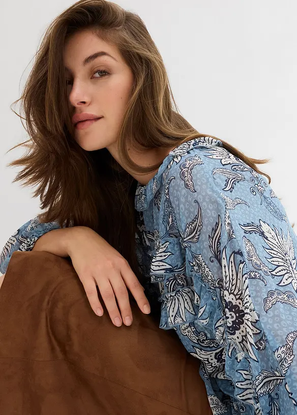 Blusa in chiffon con ruches, bonprix