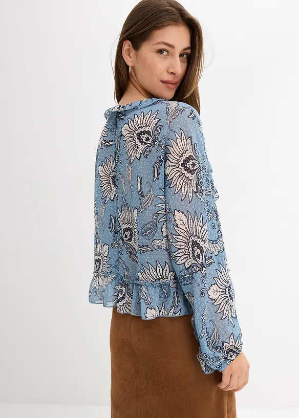 Blusa in chiffon con ruches, bonprix