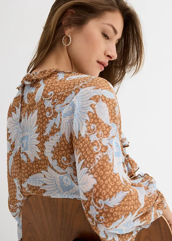 Blusa in chiffon con ruches, bonprix