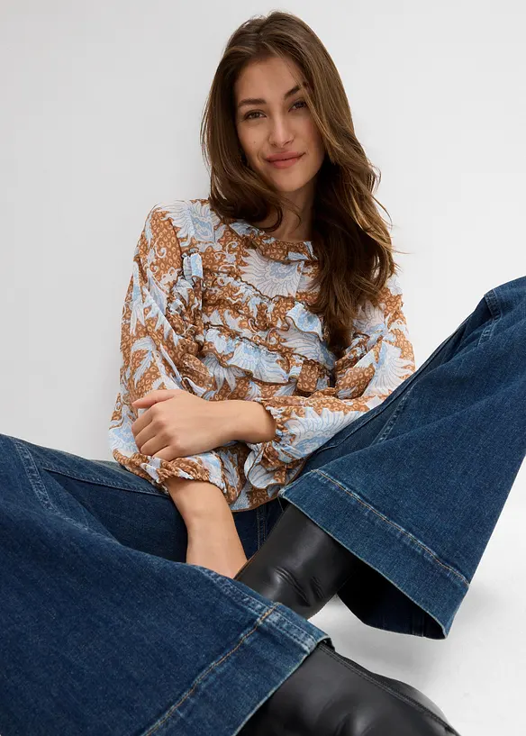 Blusa in chiffon con ruches, bonprix