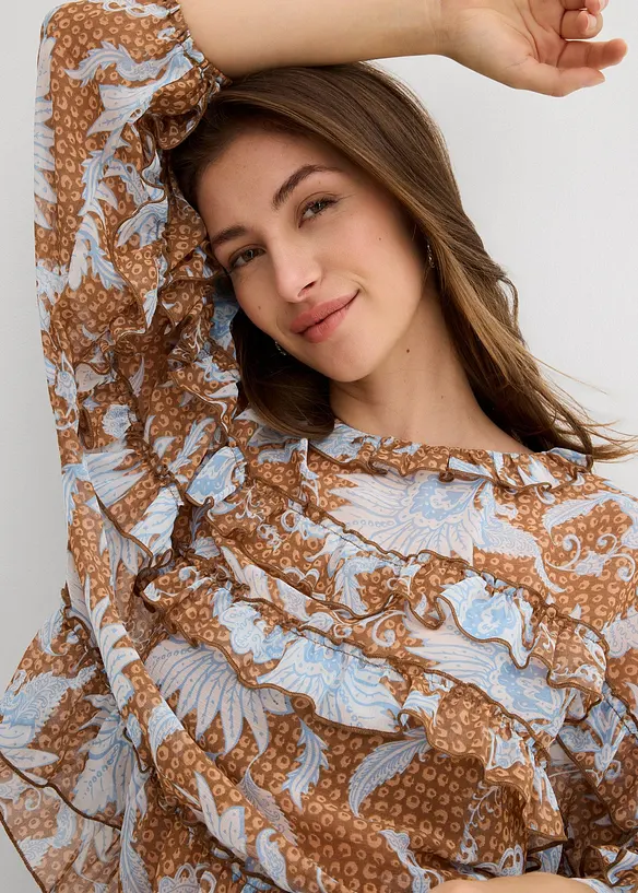 Blusa in chiffon con ruches, bonprix