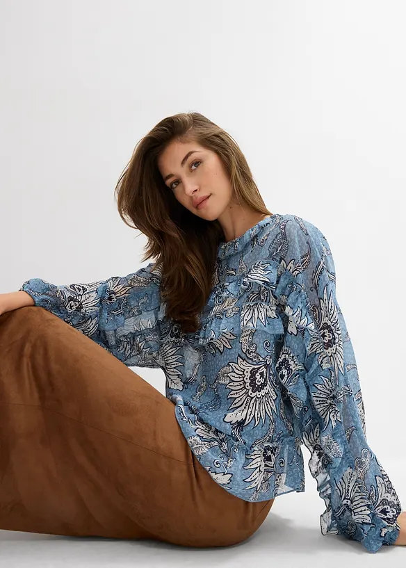 Blusa in chiffon con ruches, bonprix