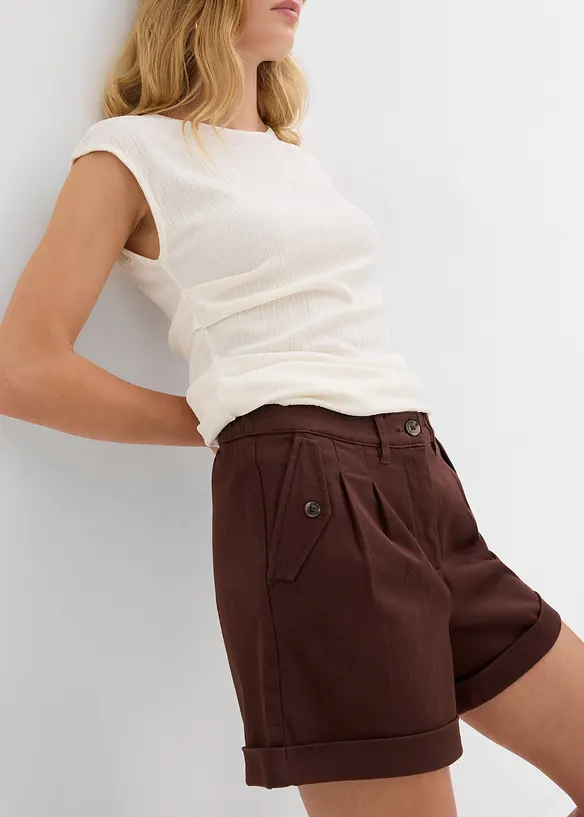 Shorts in twill a vita alta, bonprix