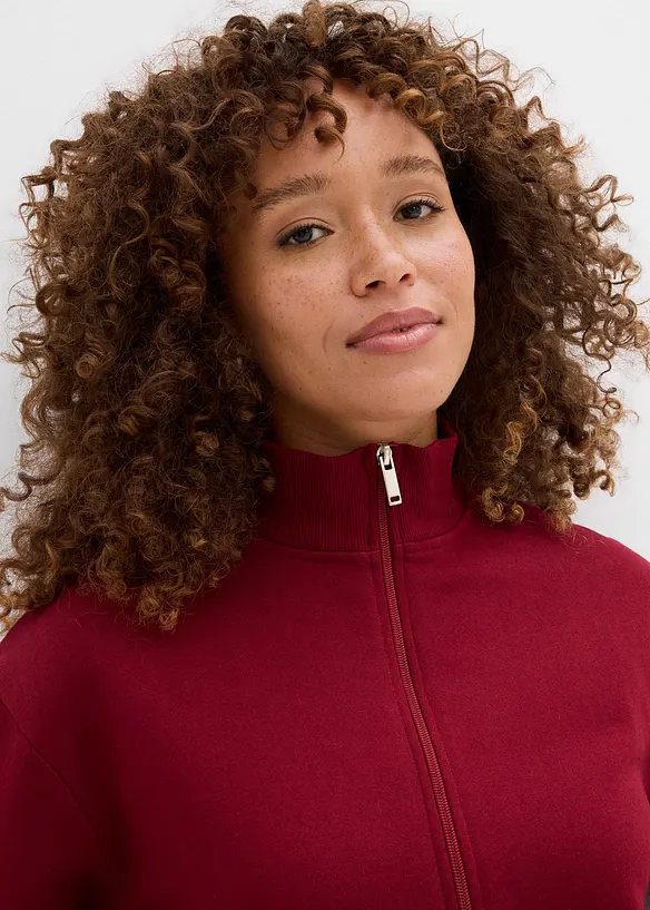 Felpa con zip in puro cotone biologico, bonprix