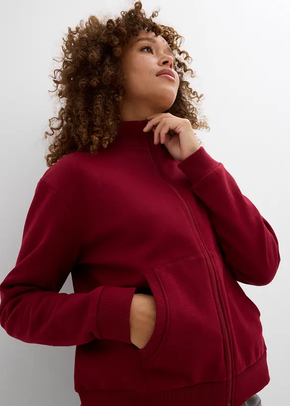 Felpa con zip in puro cotone biologico, bonprix