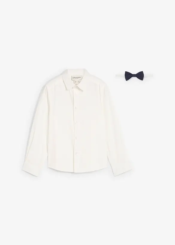 Camicia a maniche lunghe e papillon (set 2 pezzi), bonprix