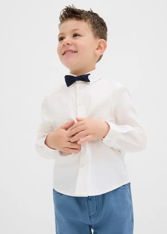 Camicia a maniche lunghe e papillon (set 2 pezzi), bonprix