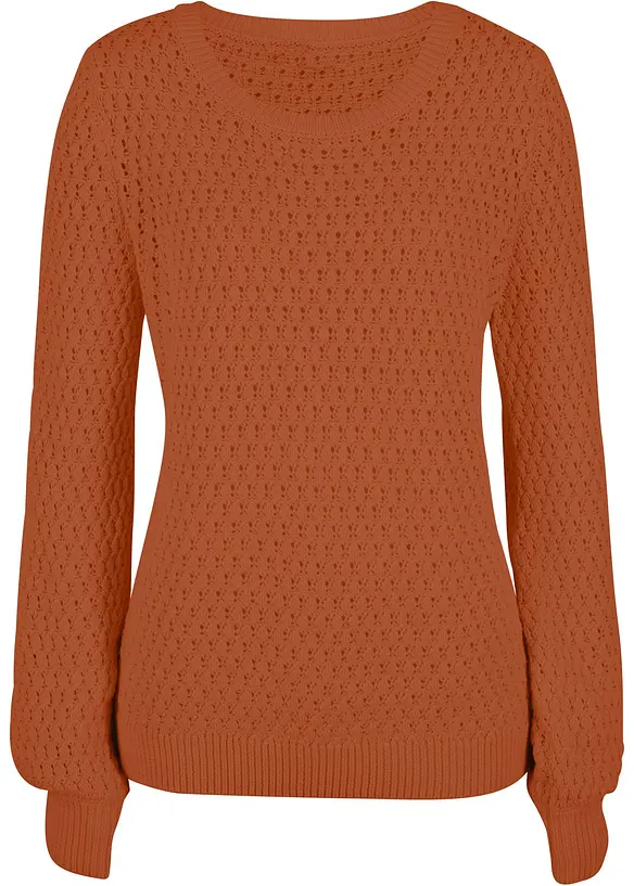 Maglione in maglia operata di misto cotone, bonprix