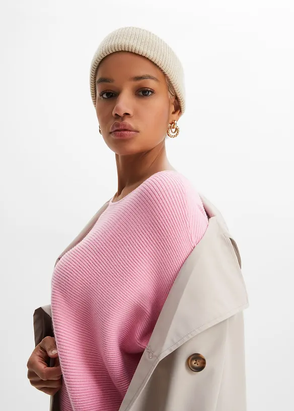 Maglione oversize a costine in misto viscosa, bonprix