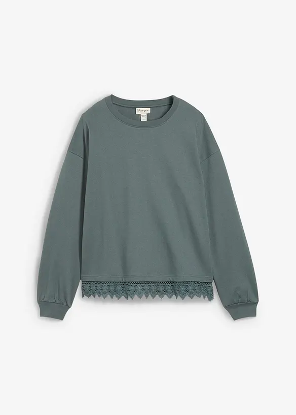Felpa con inserto in pizzo, bonprix