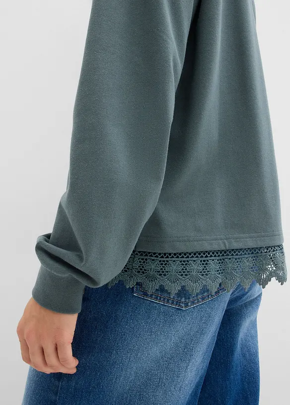 Felpa con inserto in pizzo, bonprix