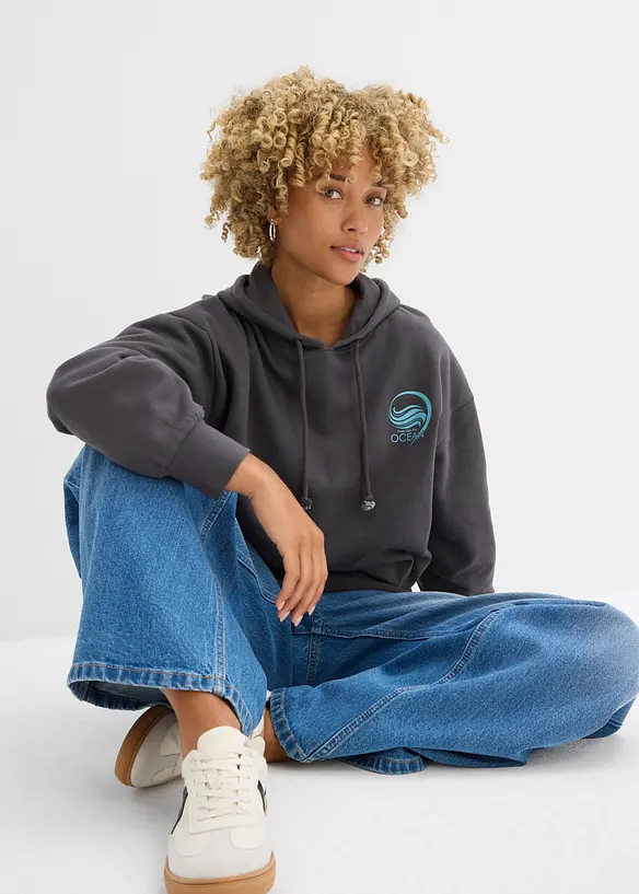 Felpa con cappuccio in puro cotone, bonprix