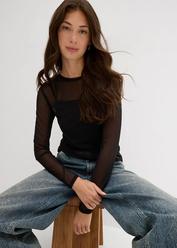 Maglia in mesh a maniche lunghe, bonprix