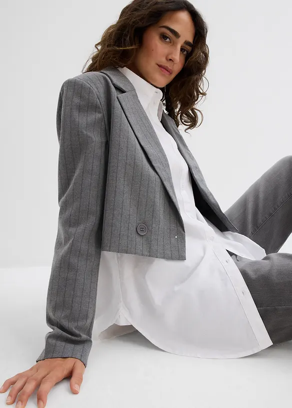 Blazer cropped con colletto a revers, bonprix