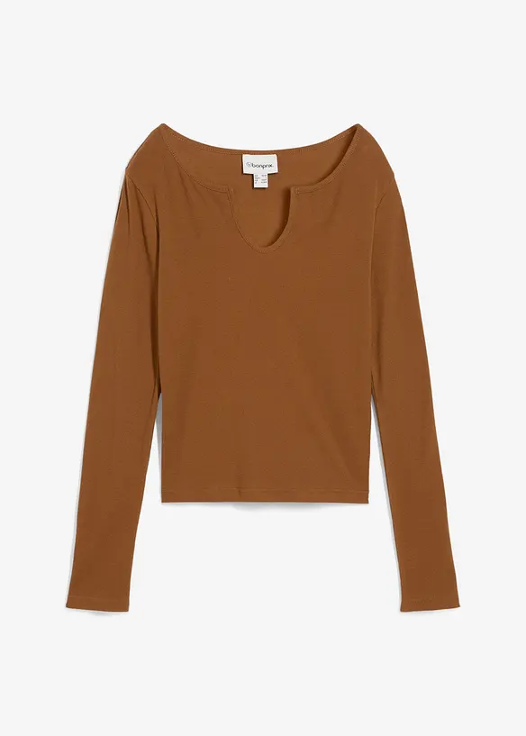 Maglia a costine corta in cotone biologico, bonprix