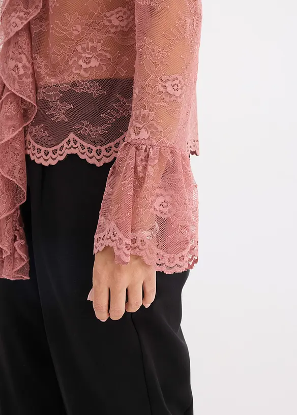 Camicetta trasparente con pizzo, bonprix