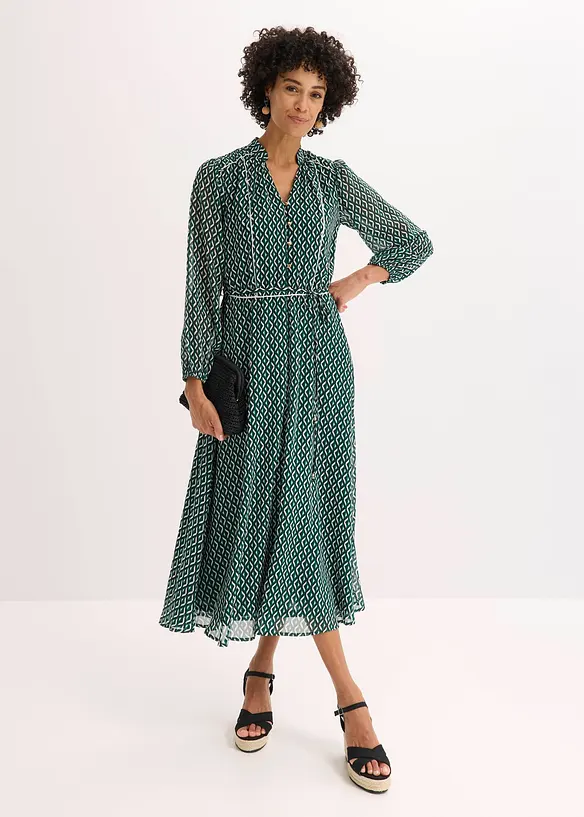 Abito di chiffon con rifiniture a contrasto, bonprix