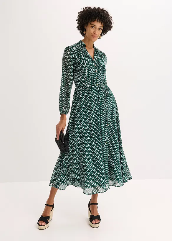 Abito di chiffon con rifiniture a contrasto, bonprix