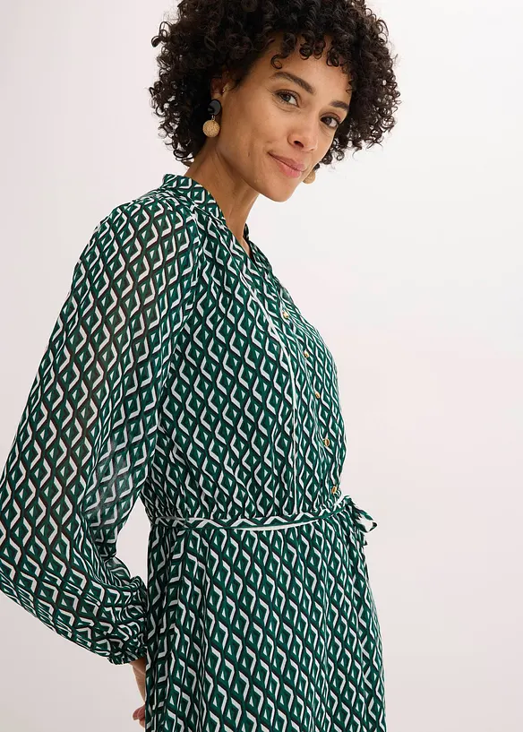 Abito di chiffon con rifiniture a contrasto, bonprix