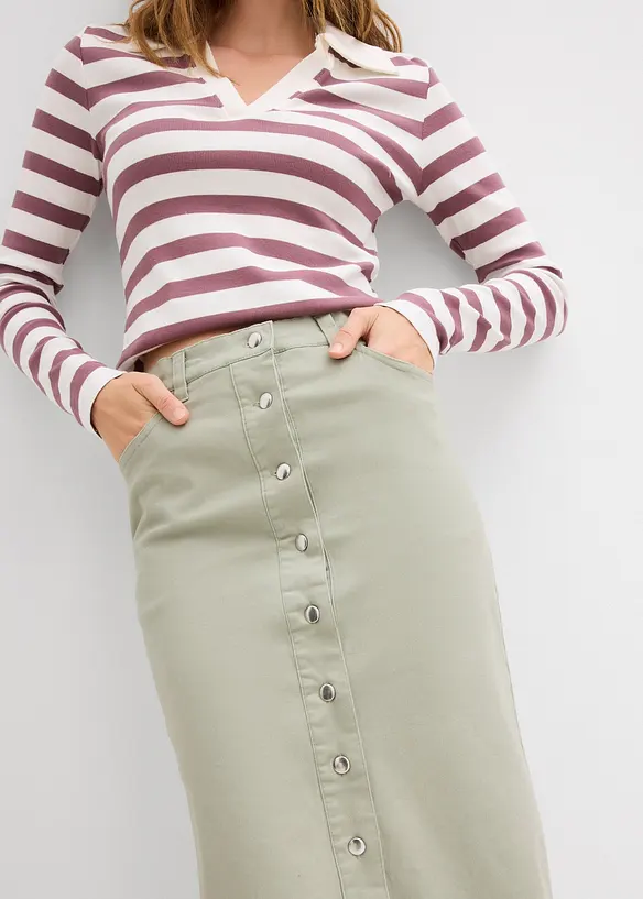 Gonna midi in twill, bonprix