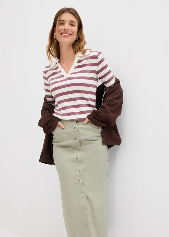 Gonna midi in twill, bonprix