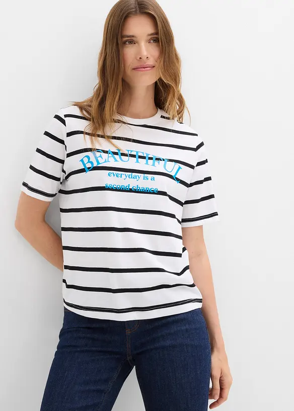 T-shirt in puro cotone a righe, bonprix
