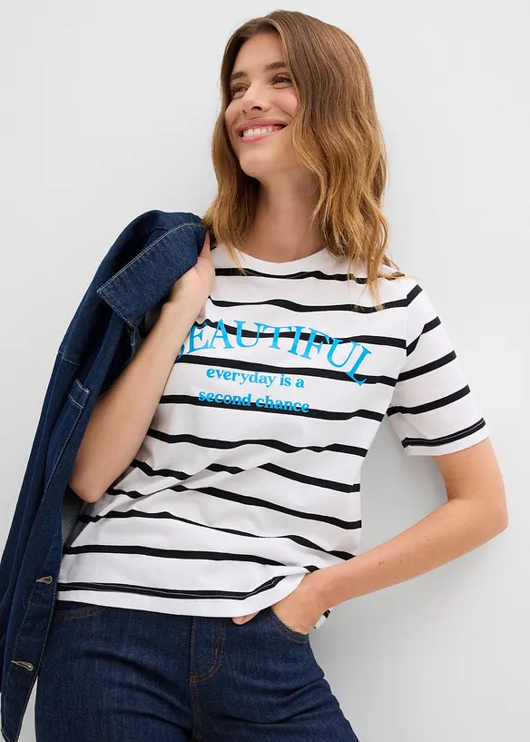 T-shirt in puro cotone a righe, bonprix