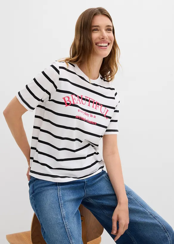 T-shirt in puro cotone a righe, bonprix