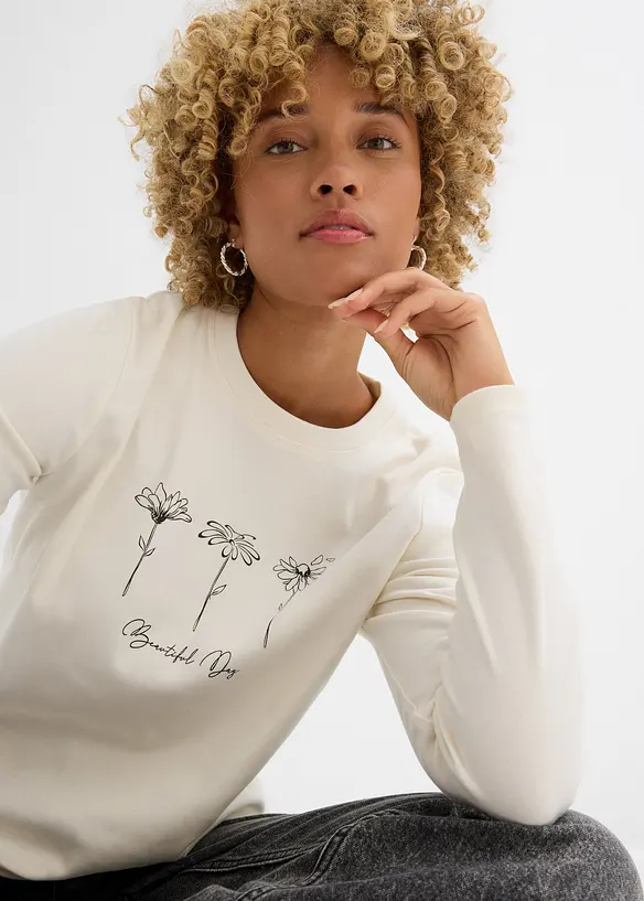 Maglia a maniche lunghe in puro cotone, bonprix