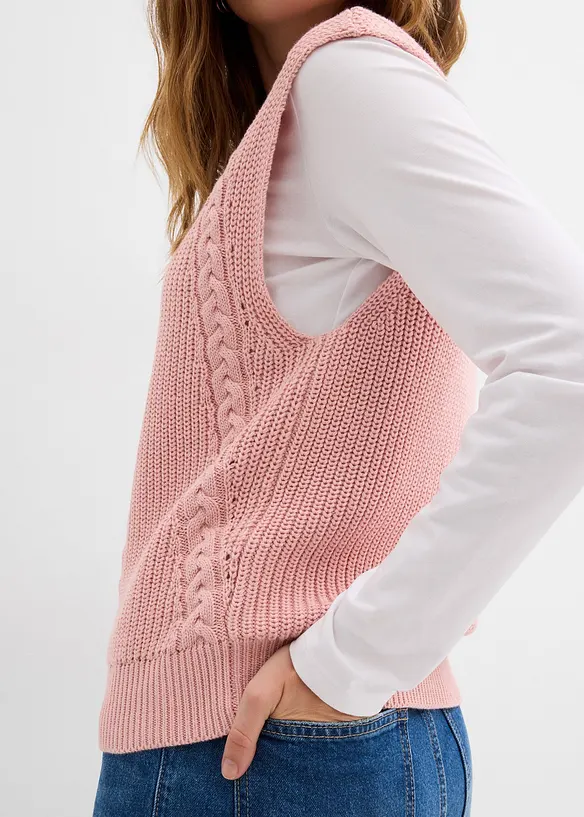 Gilet in maglia di misto cotone, bonprix