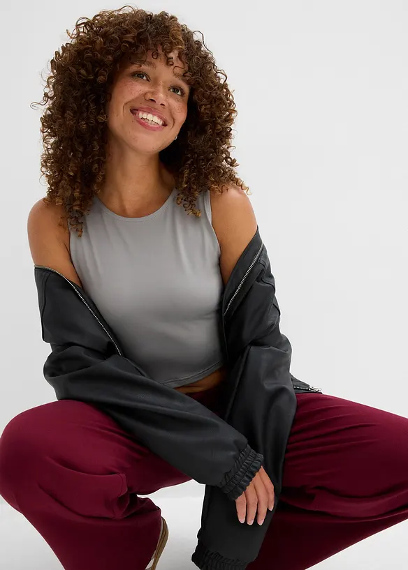 Top corto aderente (pacco da due), bonprix