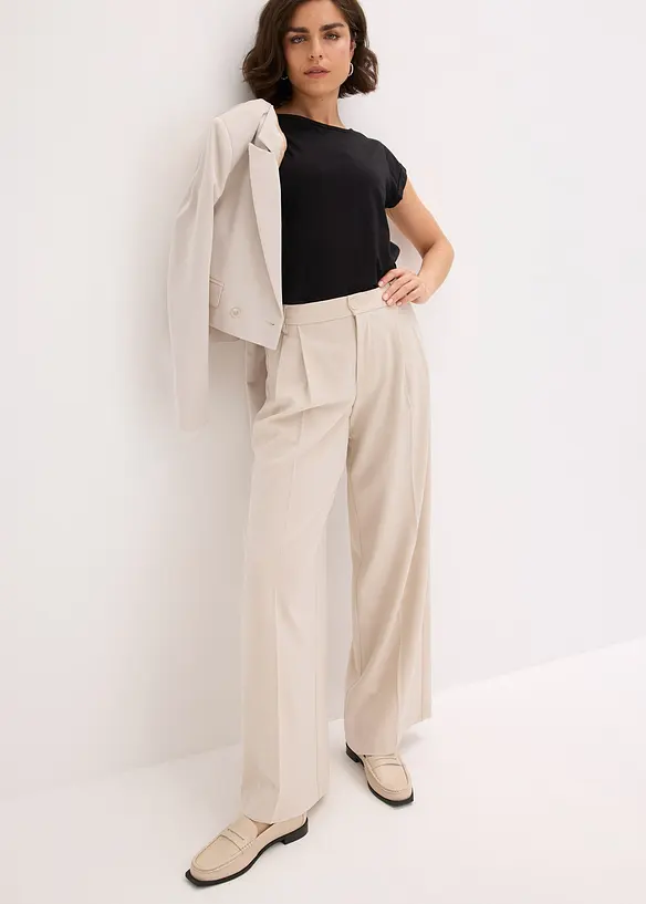 Pantaloni con pinces in misto viscosa fluente, bonprix