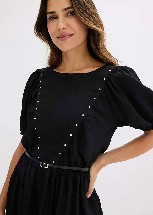 Abito con cintura e piccole borchie, bonprix