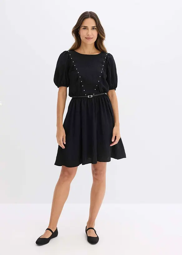 Abito con cintura e piccole borchie, bonprix