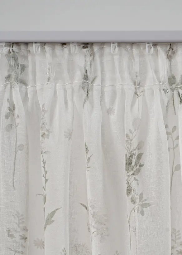 Tenda ESLIR In Voile Trasparente Con Stampa Floreale E Passanti - 145x150 Cm, Colori Verde/Rosa/Arancio/Blu