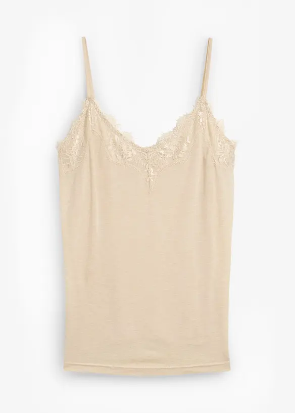Top con lana e pizzo, bonprix